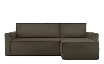 KONSIMO Ecksofa Napi Schmale Armlehnen 246 cm Braun