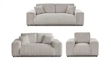 Polstergarnitur 3er-Set Hellgrau