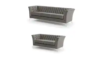 Polstergarnitur 3+2 Grau verchromt