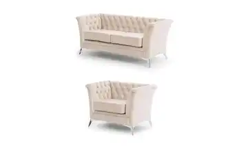 S-STYLE Polstergarnitur 2+1 Wilhelm verchromt Beige