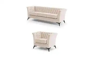 Polstergarnitur 3+1 Schwarz Beige