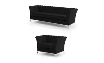 Polstergarnitur 3+1 verchromt Schwarz