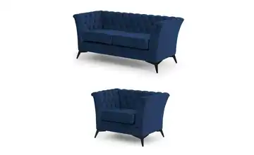S-STYLE Polstergarnitur 2+1 Wilhelm Schwarz Marineblau