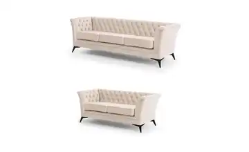 Polstergarnitur 3+2 Beige Schwarz