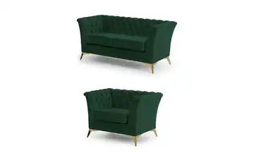 S-STYLE Polstergarnitur 2+1 Wilhelm Goldfarben Flaschengrün