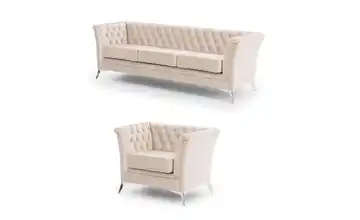 Polstergarnitur 3+1 verchromt Beige