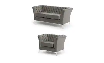 S-STYLE Polstergarnitur 2+1 Wilhelm verchromt Grau