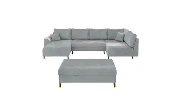 Wohnlandschaft mit Hocker Grau links