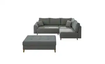 S-STYLE Ecksofa mit Hocker Lars rechts Grau