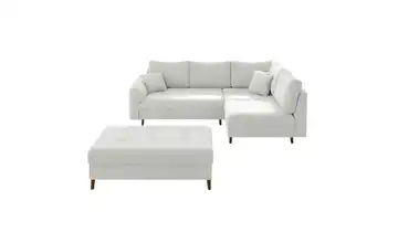 S-STYLE Ecksofa mit Hocker Lars rechts Weiß