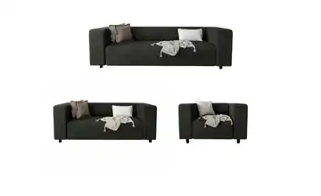 S-STYLE Polstergarnitur 3+2+1 Oskar Schwarz