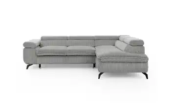 S-STYLE Ecksofa Bonnie Cordstoff rechts Hellgrau