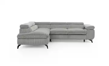 S-STYLE Ecksofa Bonnie Cordstoff links Hellgrau