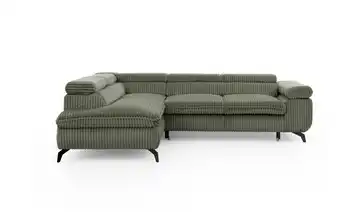 S-STYLE Ecksofa Bonnie Cordstoff links Olivgrün