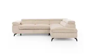 S-STYLE Ecksofa Bonnie Cordstoff rechts Hellbeige