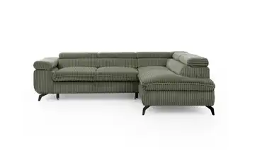 S-STYLE Ecksofa Bonnie Cordstoff rechts Olivgrün