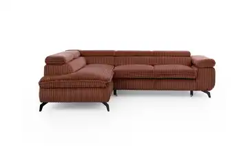 S-STYLE Ecksofa Bonnie Cordstoff links Terracotta