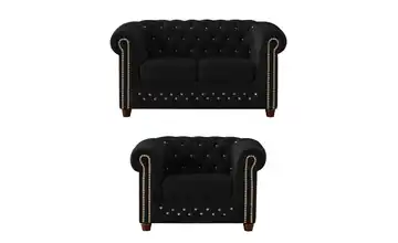 S-STYLE Polstergarnitur 2+1 Schwarz