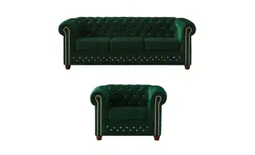 S-STYLE Polestergarnitur 3+1 Flaschengrün