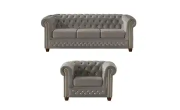 S-STYLE Polestergarnitur 3+1 Grau