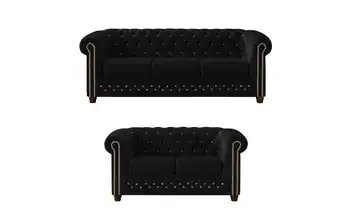 S-STYLE Polstergarnitur 3+2 Schwarz