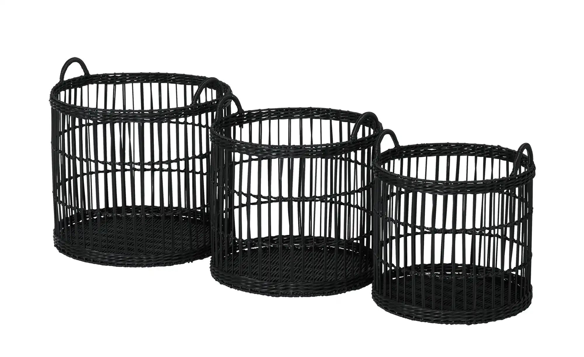 Aufbewahrungskörbe 3er-Set | schwarz | Kunststoff,Metall | Maße (cm): H: 35 Ø: 40.0 Aufbewahren & Ordnen > Körbe - Sconto Image