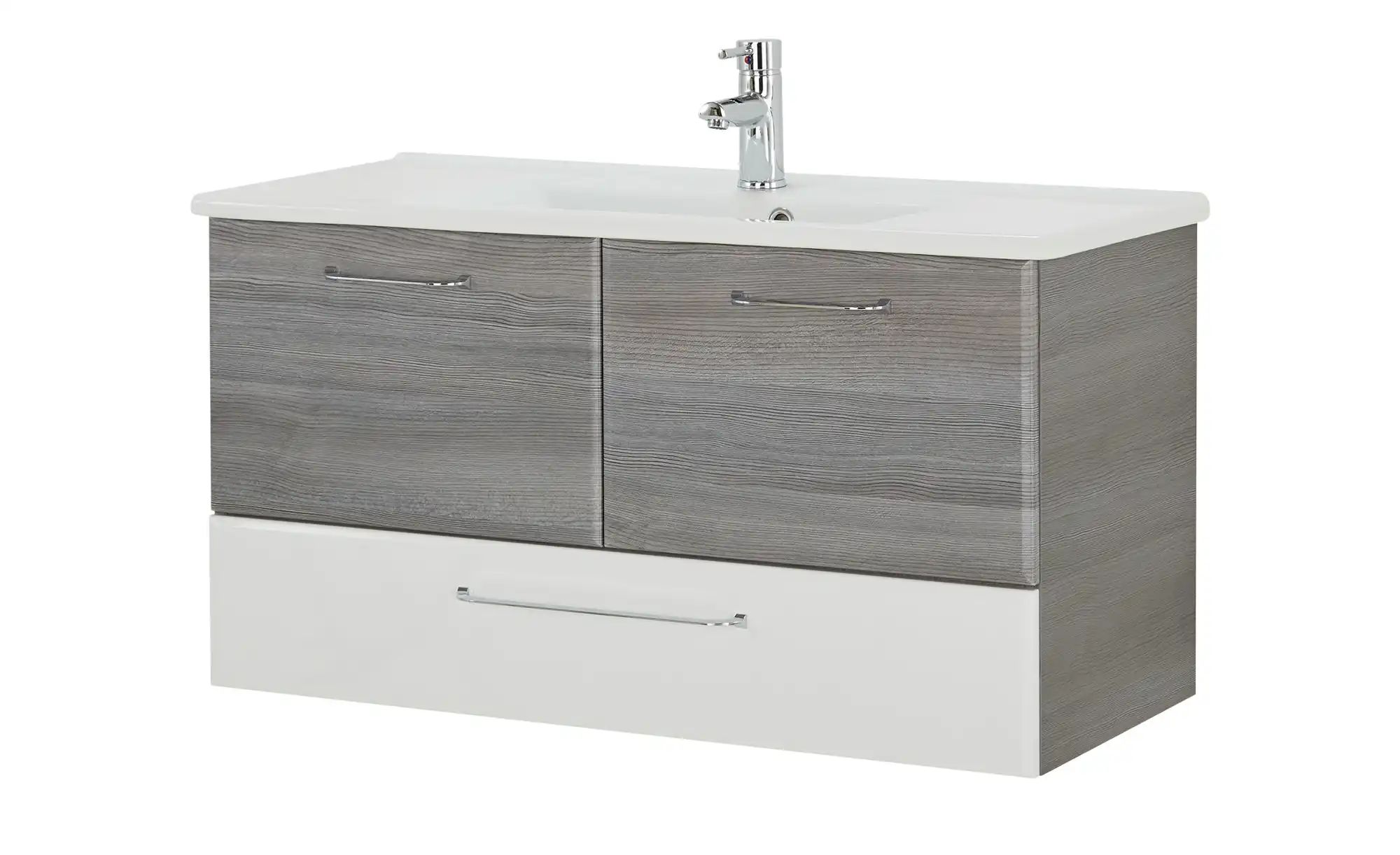 Waschtischunterschrank Friesach | grau | Maße (cm): B: 96 H: 51 T: 44.0 Badmöbel > Badschränke > Waschbeckenunterschränke - Sconto Image