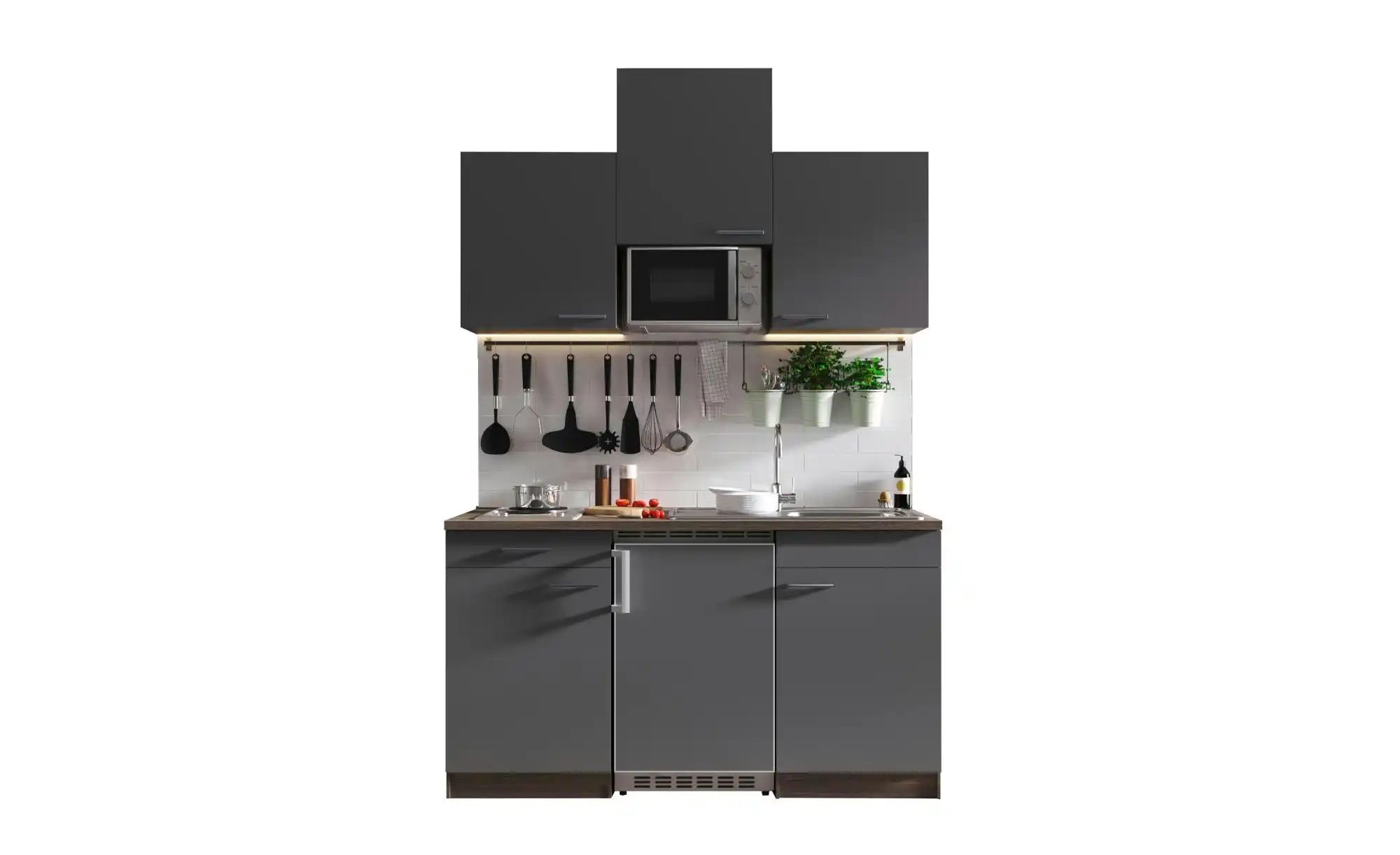 Respekta Grau Küche Küchenzeile Singleküche Eiche York Oliver 150 Cm - Image 3