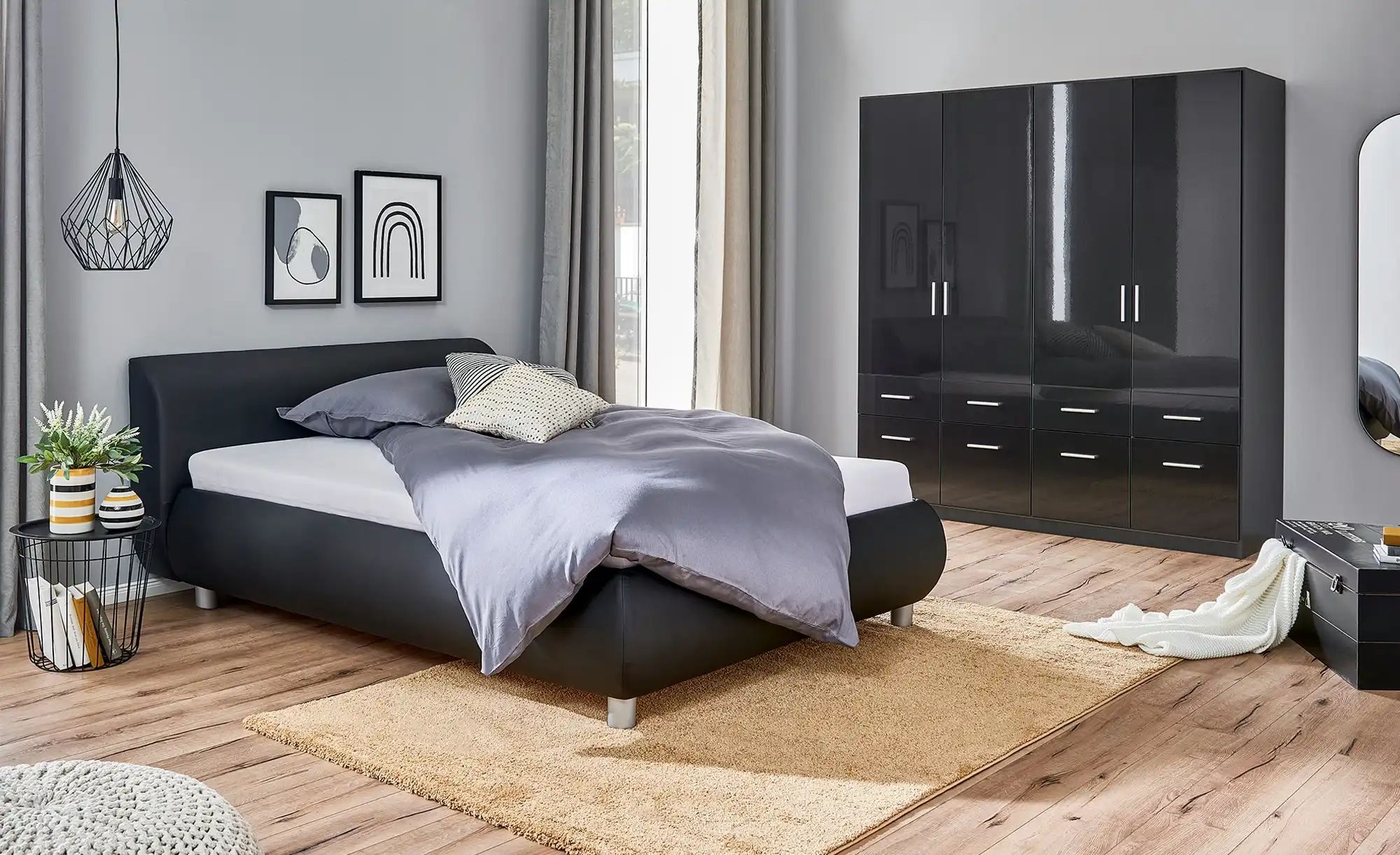 Polsterbett Galaxy | Schwarz, 160x200 cm | Sconto