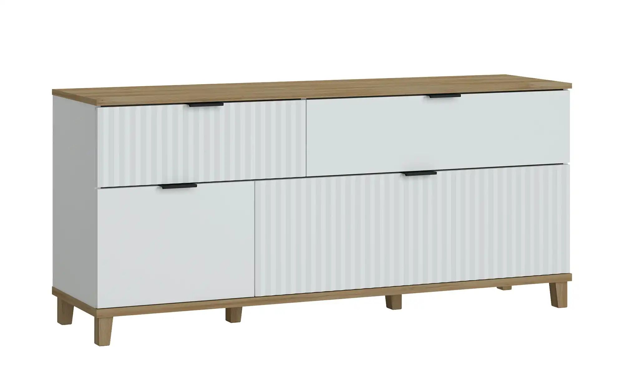 Lowboard Plissee | weiß | Maße (cm): B: 145 H: 66 T: 40.0 Kommoden & Sideboards > Lowboards & TV-Tische - Sconto Image