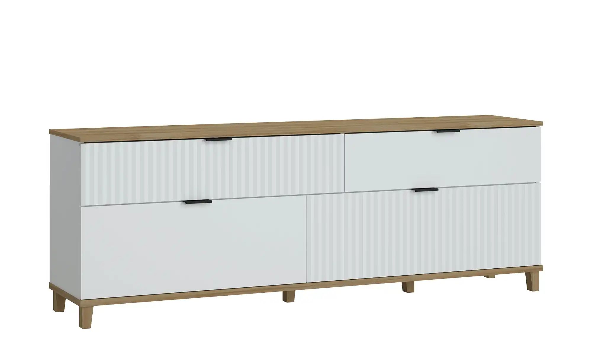 Lowboard Plissee | weiß | Maße (cm): B: 184 H: 66 T: 40.0 Kommoden & Sideboards > Lowboards & TV-Tische - Sconto Image