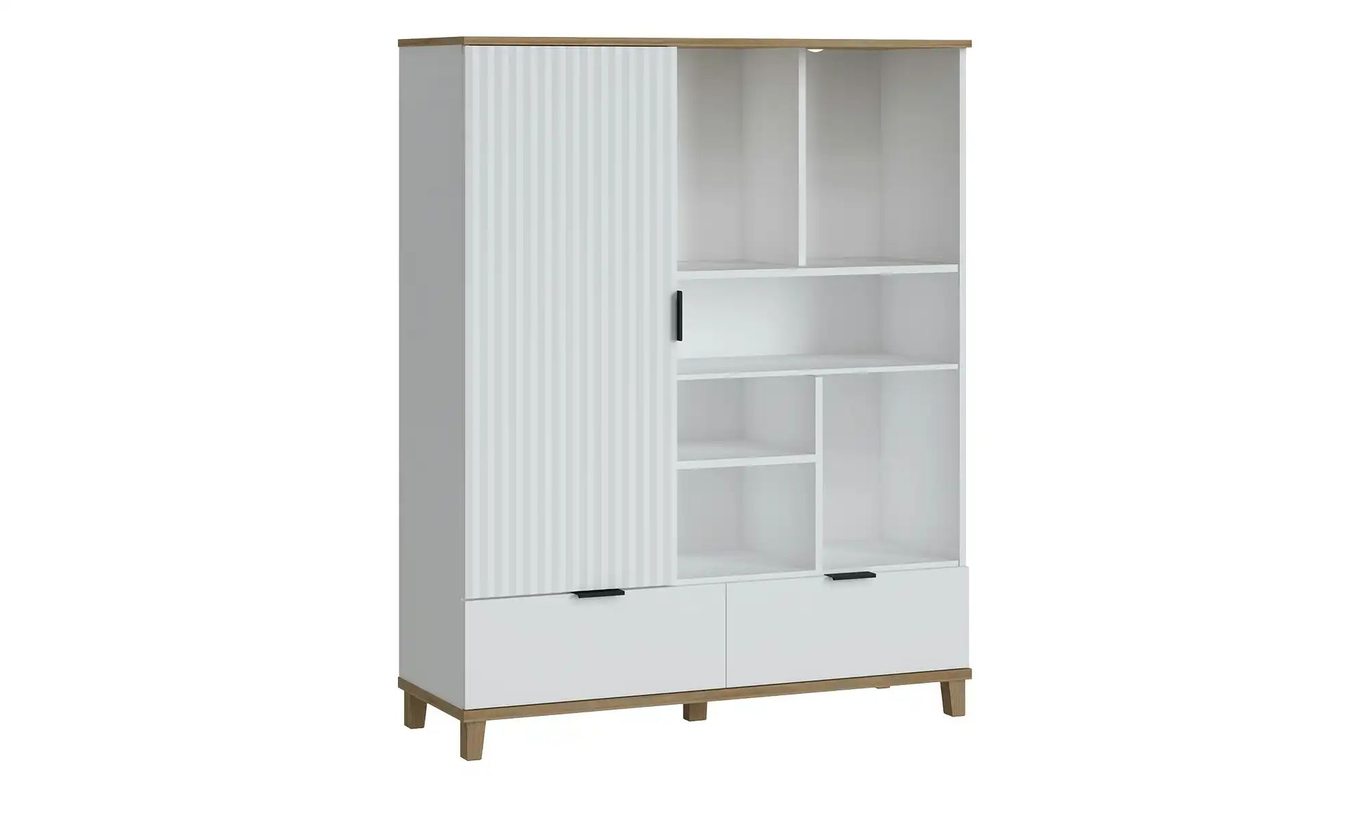 Highboardregal Plissee | weiß | Maße (cm): B: 112 H: 141 T: 40.0 Kommoden & Sideboards > Highboards - Sconto Image
