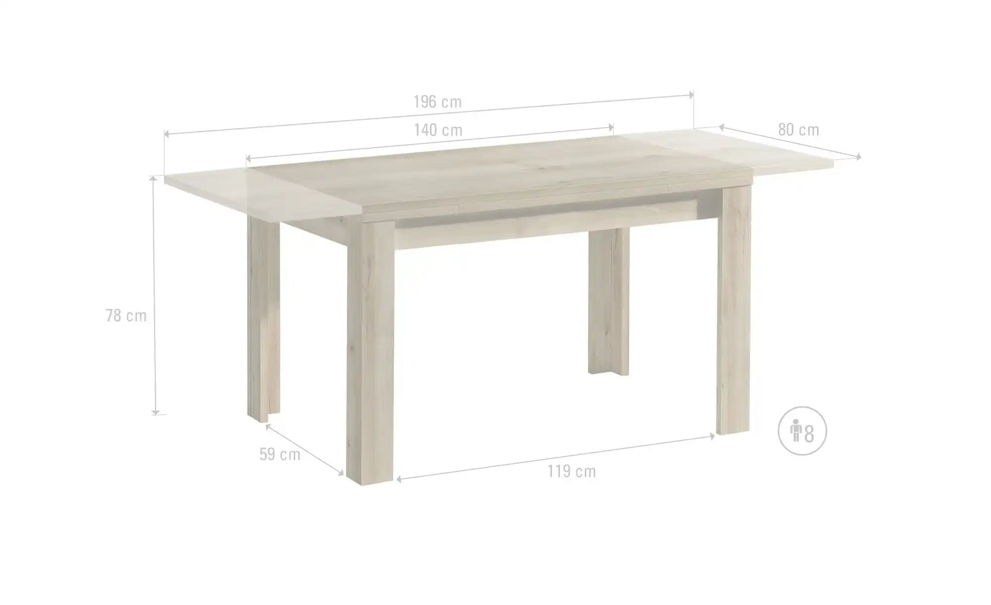 Esstisch Eiche Sagerau Nachbildung 140 Cm