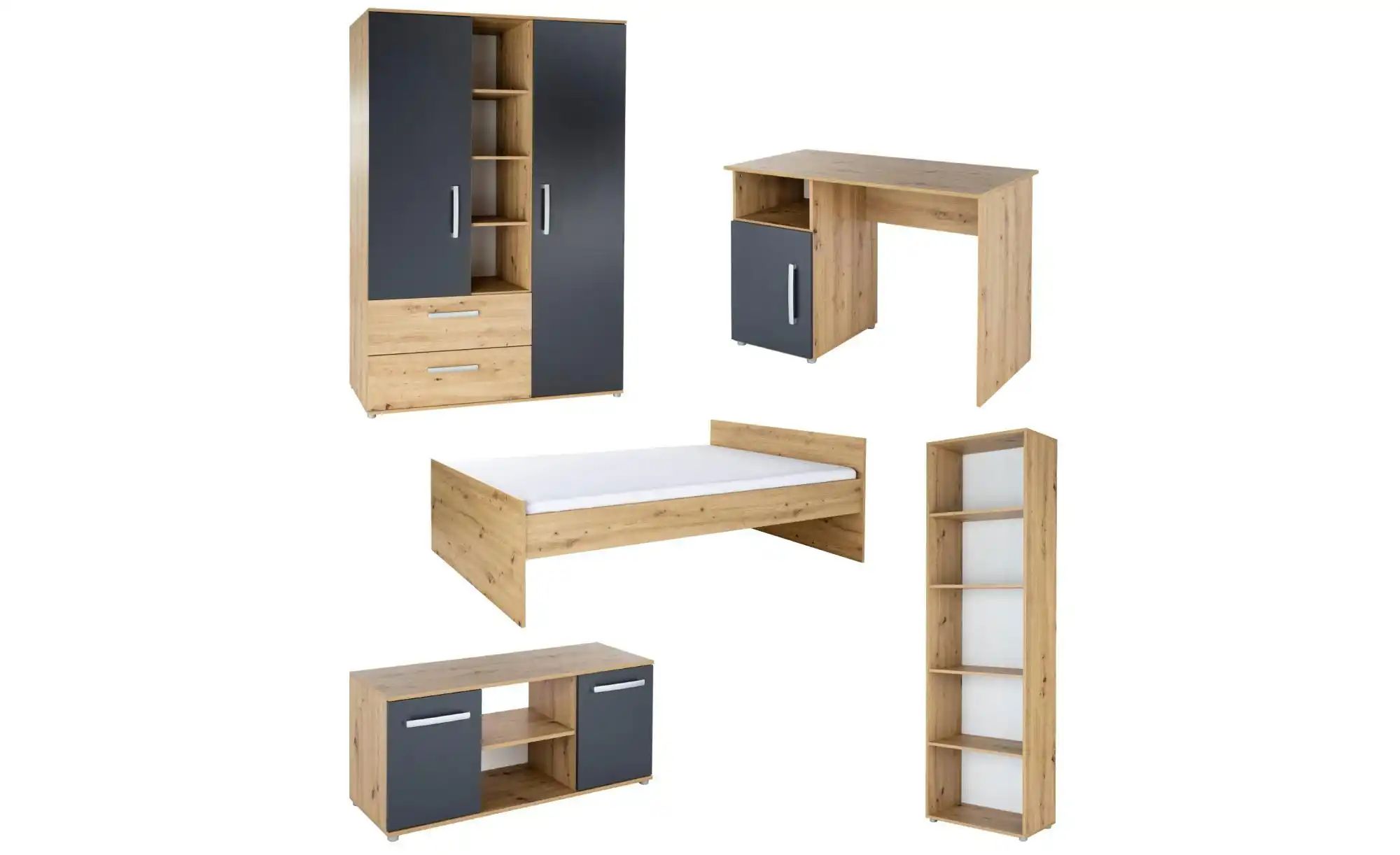 Jugendzimmer 5er-Set Alessio | mehrfarbig | Maße (cm): B: 621 H: 573 Babyzimmer & Kinderzimmer > Jugendzimmermöbel > Komplett-Jugendzimmer - Sconto