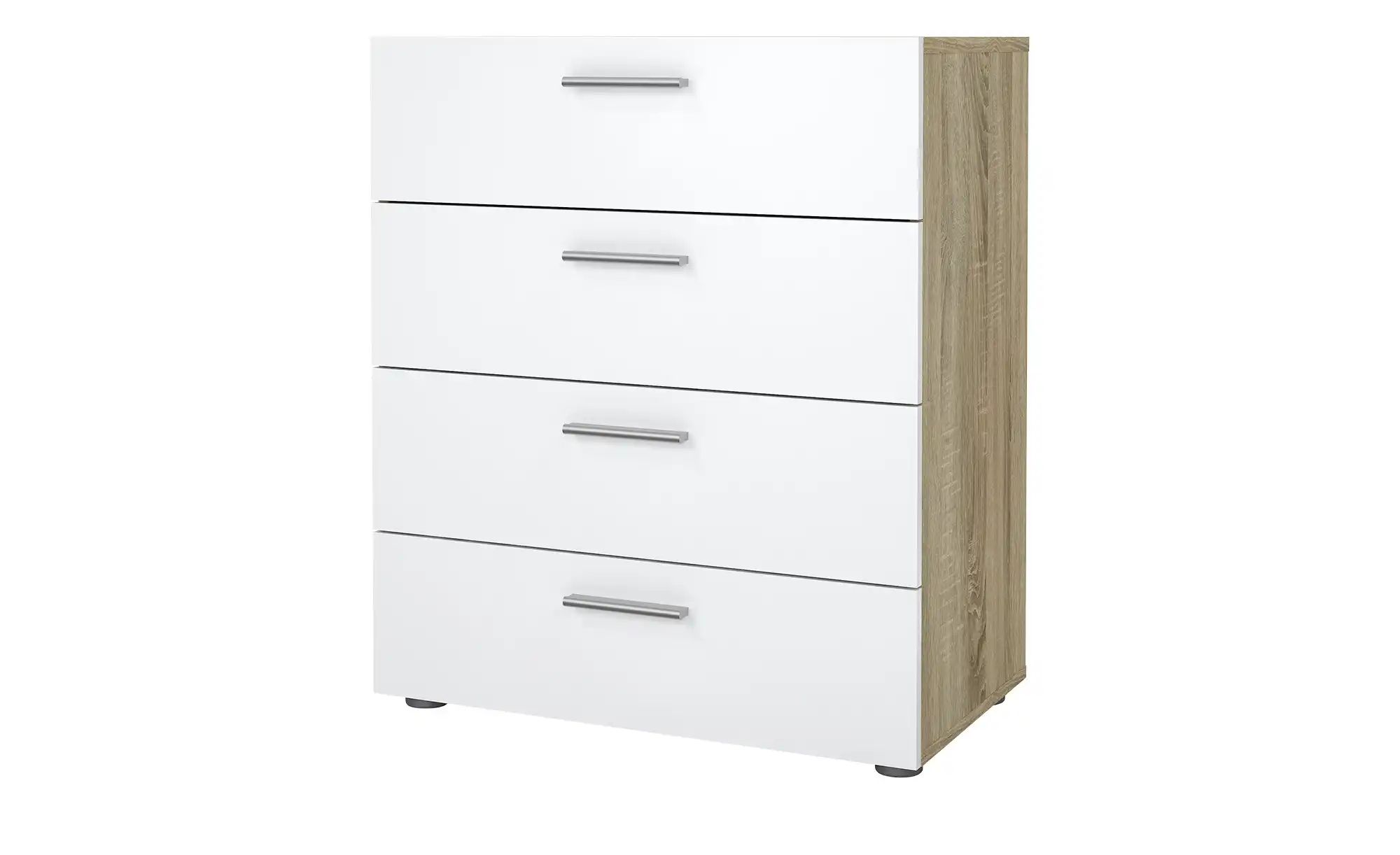 Ebuy24 Weiß Petra Kommode 4 Schubladen Dekor Eiche Struktur Und Hochglanz. - Bild 4