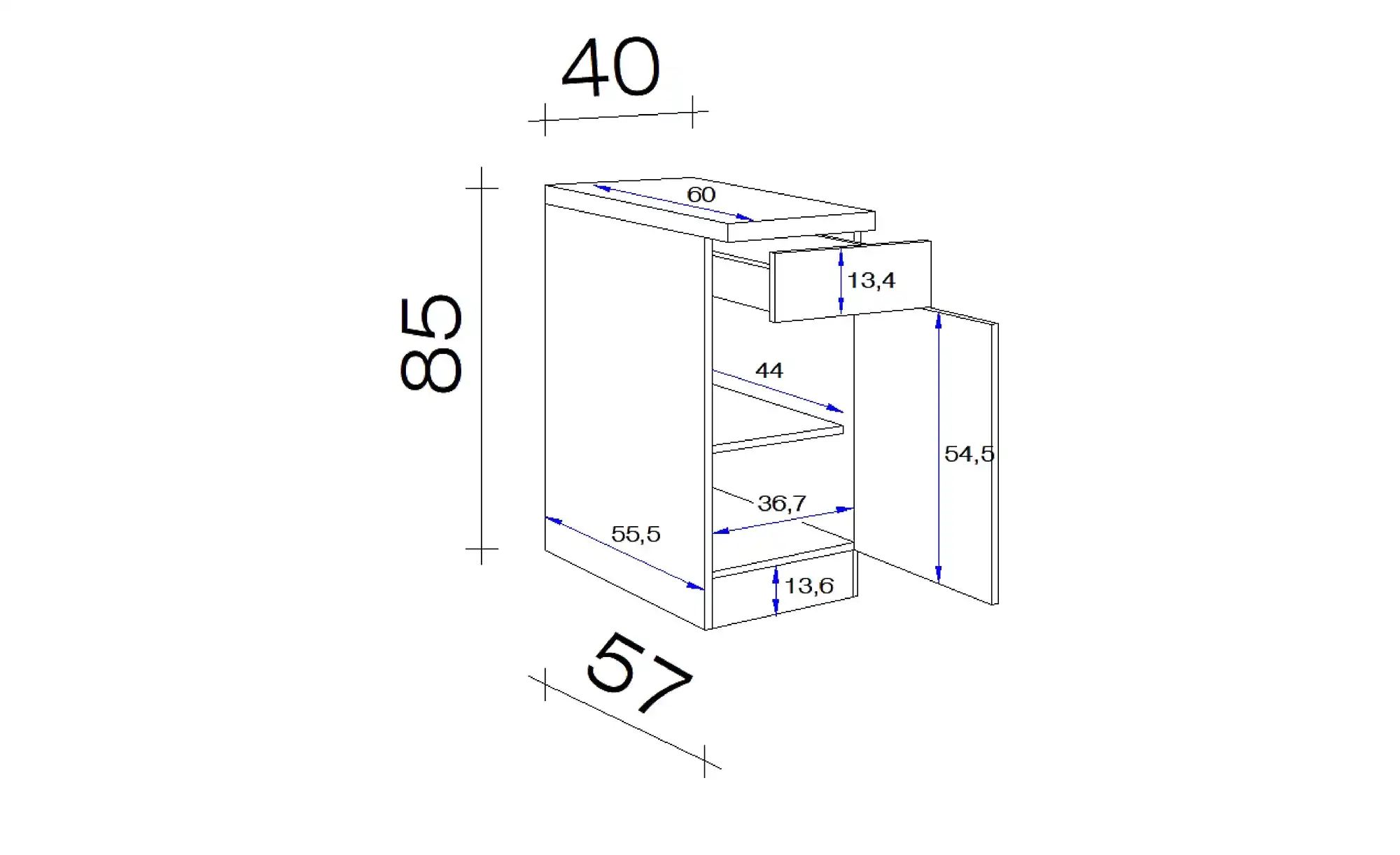 Unterschrank  Mol ¦ weiß ¦ Maße (cm)...