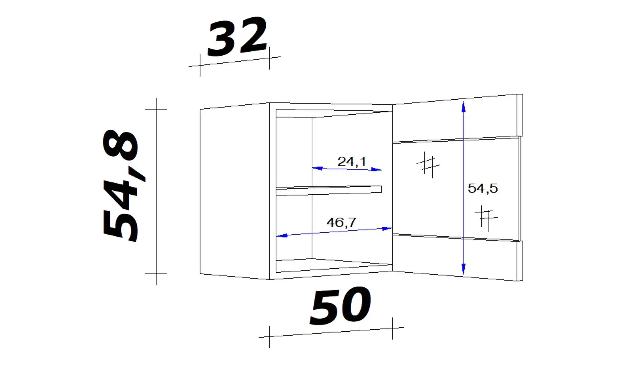 Glas-Hängeschrank  Mol ¦ holzfarben ¦ Maße (cm): B: 50 H: 54,8 T: 32  -