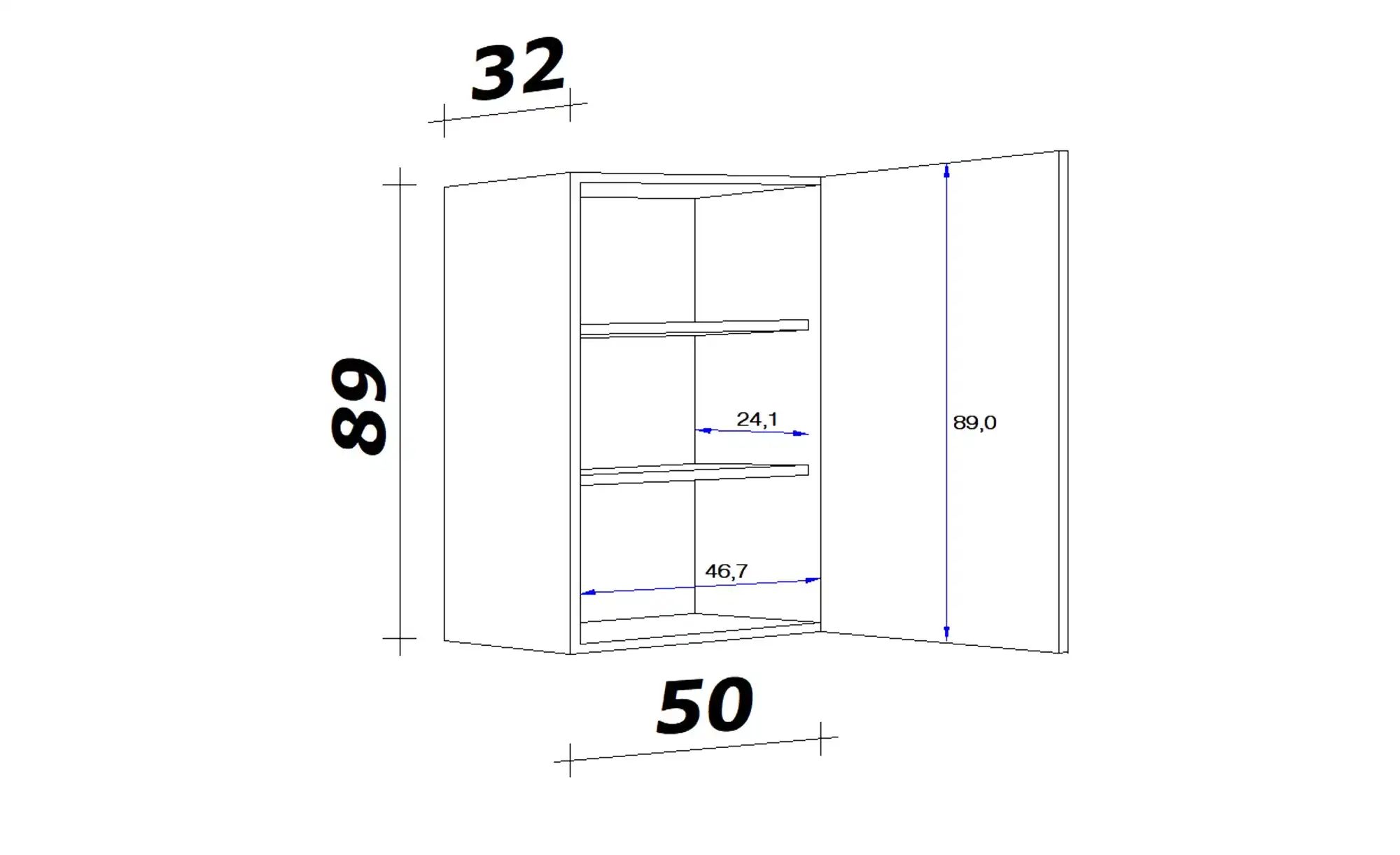 Hängeschrank  Mol ¦ holzfarben ¦ Maße (cm): B: 50 H: 89  -