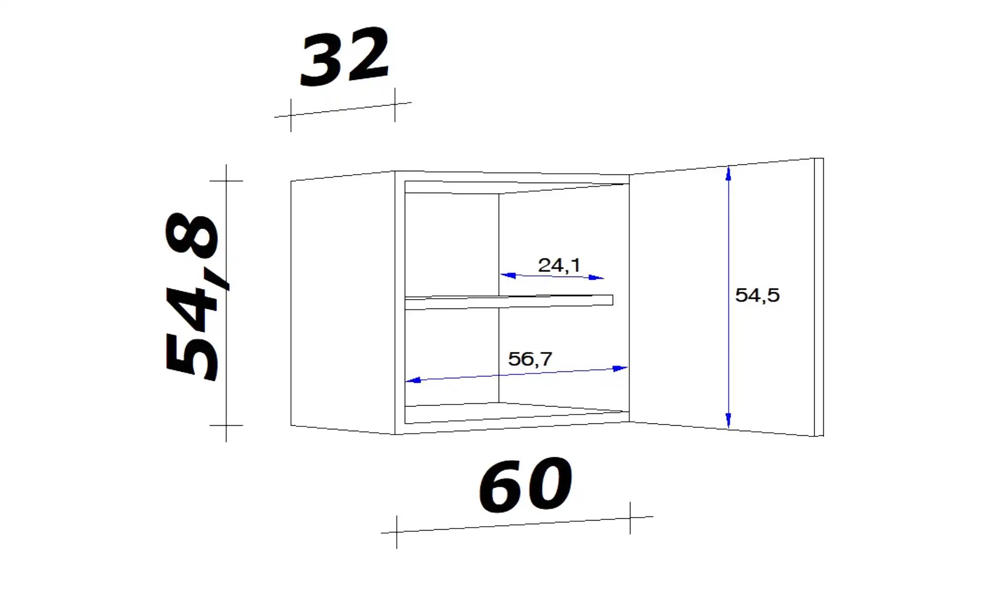 Hängeschrank  Ens ¦ creme ¦ Maße (cm): B: 60 H: 54,8 T: 32  -