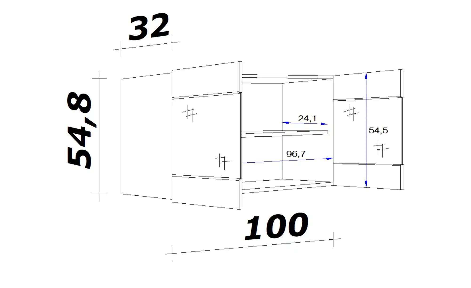 Glas-Hängeschrank  Ens ¦ creme ¦ Maße (cm): B: 100 H: 54,8 T: 32  -