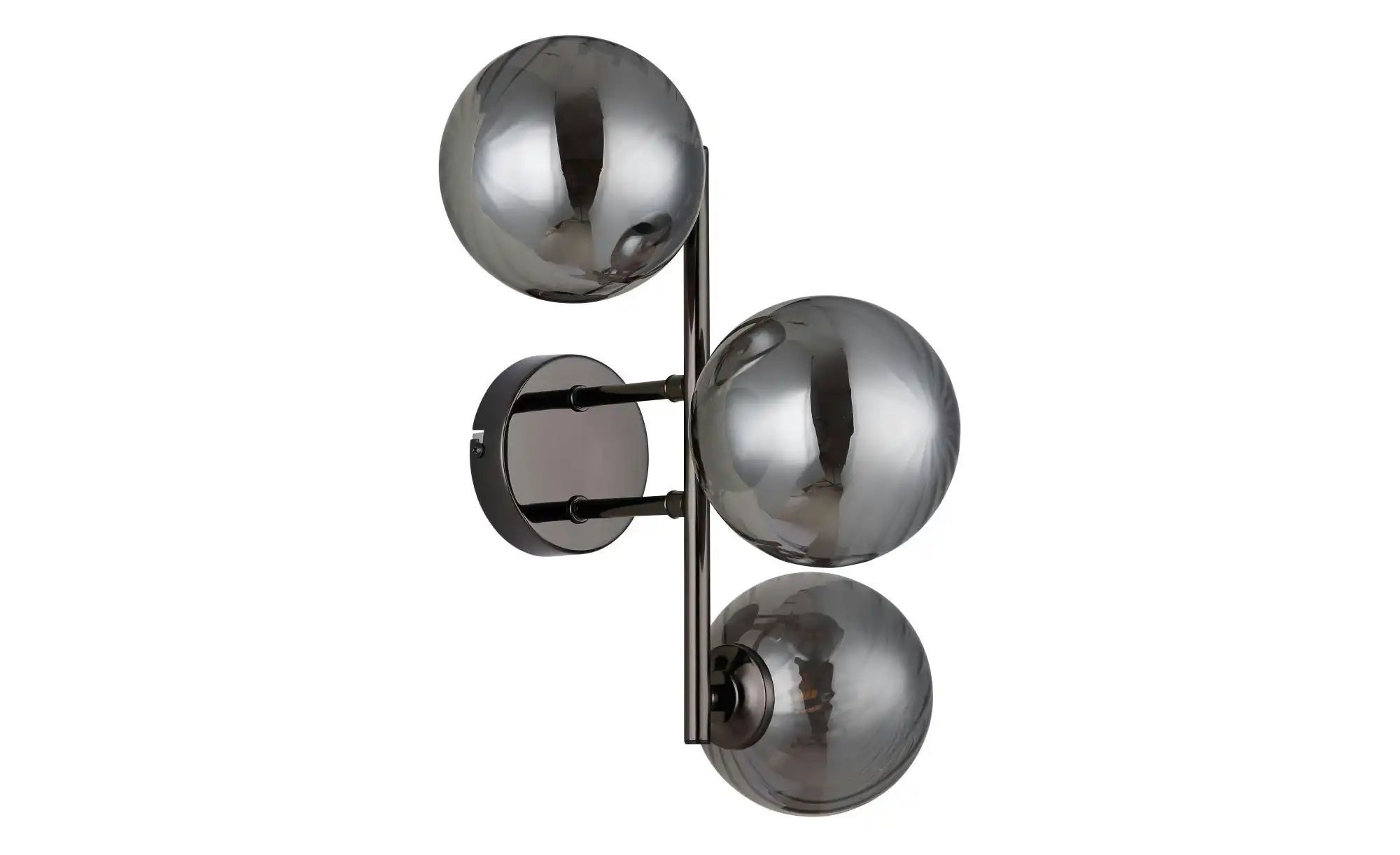 Schwarz Wandleuchte Wandlampe Wohnzimmerlampe Rauchglas Metall B 36 Cm - Bild 3