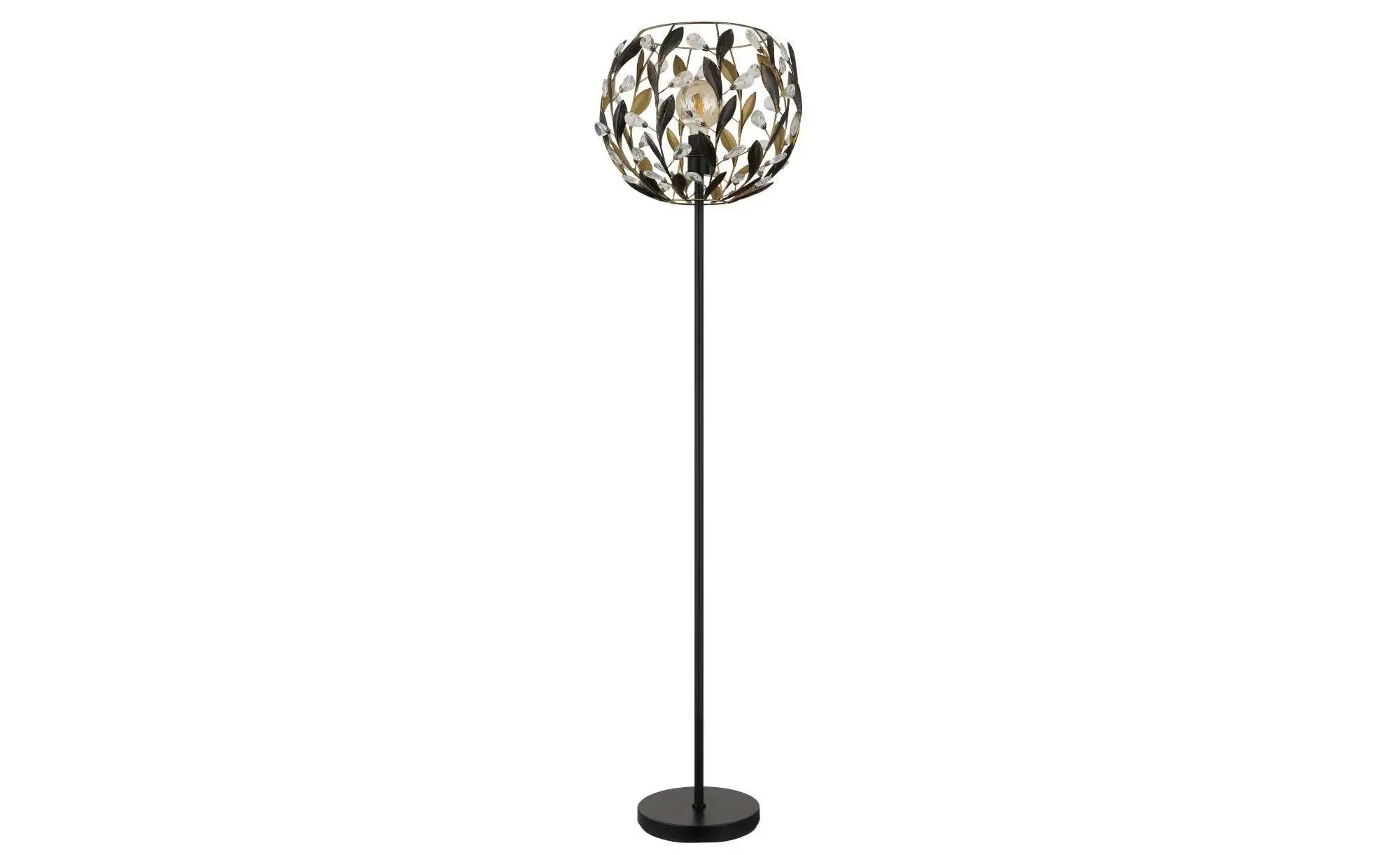Schwarz Stehlampe Gold Stehleuchte Wohnzimmerlampe Blätter Design Kristalle, 1X E27, Dxh 40X157 Cm - Bild 3
