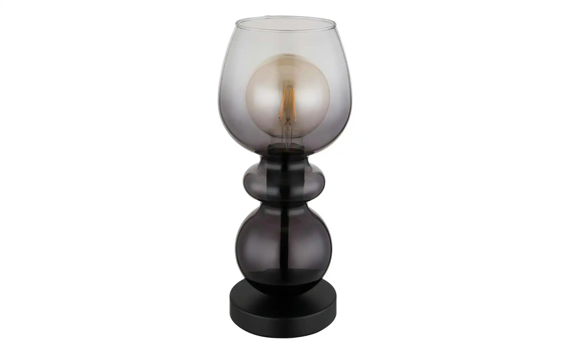 Schwarz Tischleuchte Rauchglas Nachttischlampe Beistellleuchte Retro, Metall, E27 Fassung, Dxh 15X34,4 Cm - Bild 3
