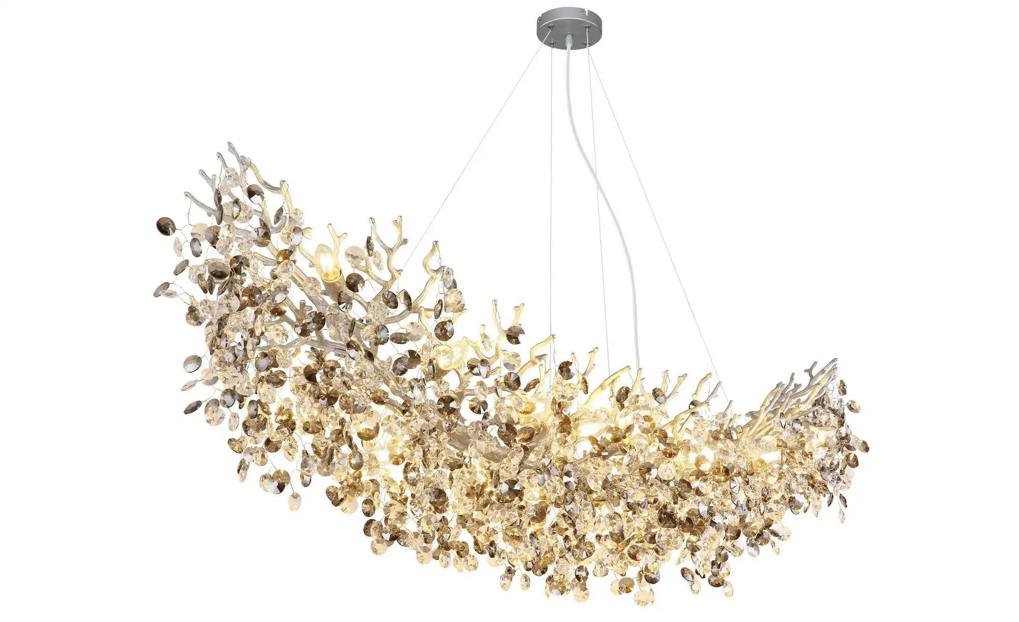 Globo Hellgrau Lighting Hängeleuchte "Queena", Gold (Silberfarben Matt), 16, H: 120Cm, 1 Stk., Leuchten, Kristall Luster Für Wohn- & Esszimmer, Höhe Kürzbar... - Image 5