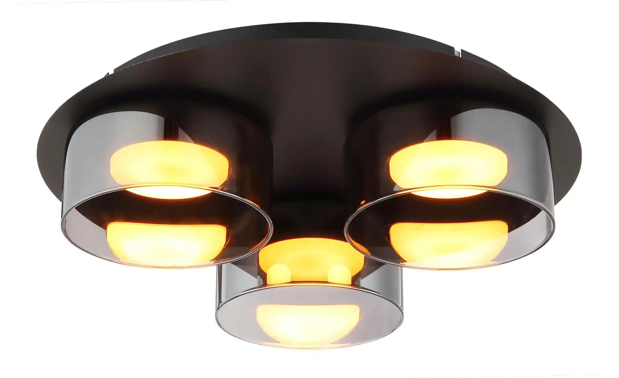 Schwarz Deckenleuchte Deckenlampe Wohnzimmerlampe Aluminium Glas Rauchfarben Led D 35 Cm - Bild 2
