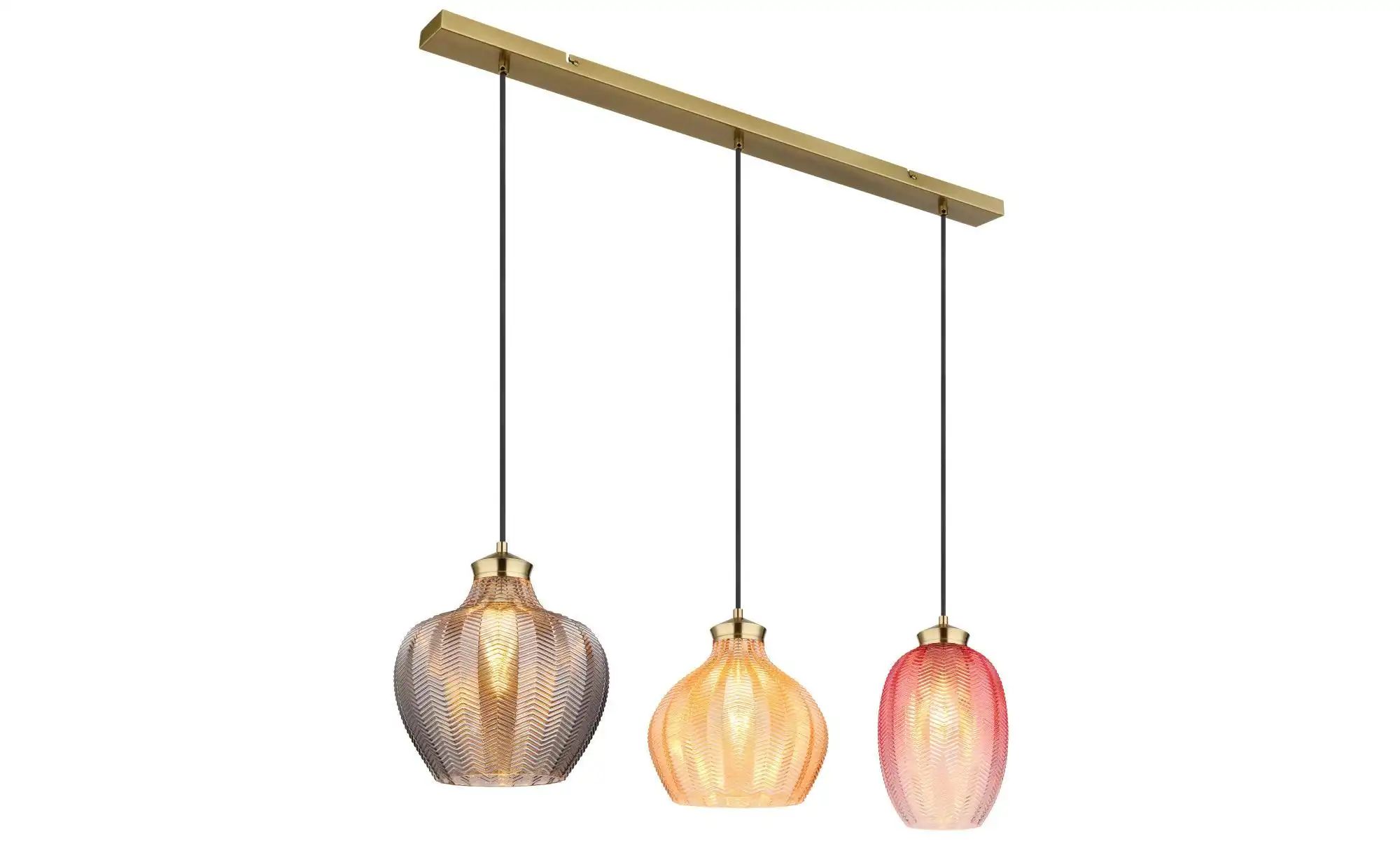 Gelb Pendelleuchte Hängelampe Deckenleuchte Esszimmerlampe Metall Gold Glas L 90 Cm - Bild 3