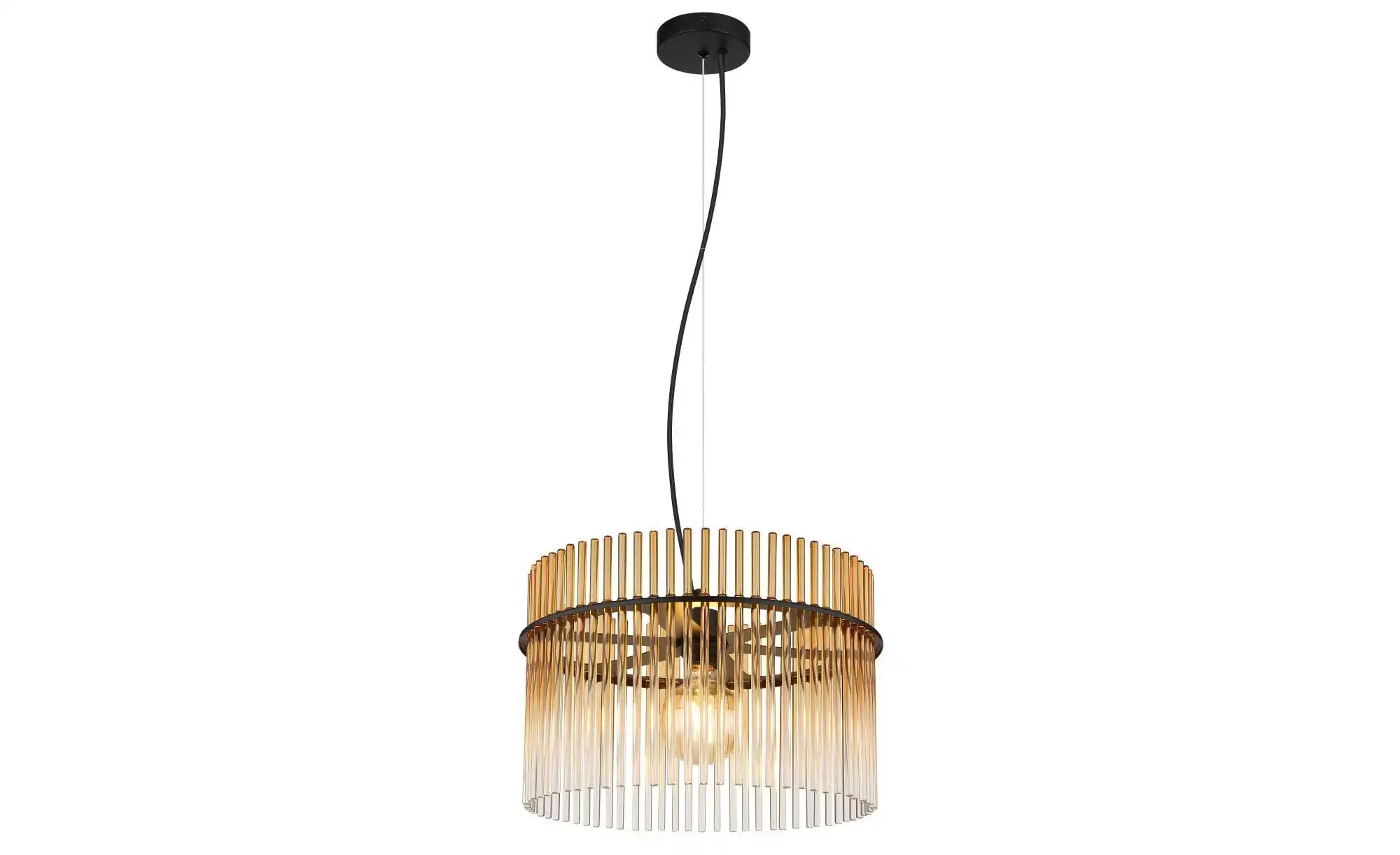 Schwarz Hängeleuchte Pendellampe Wohnzimmerlampe Esszimmerleuchte Deckenleuchte, Metall Glasstäbe Rauchfarben, 1 Flammig E27, D 40 Cm - Bild 3