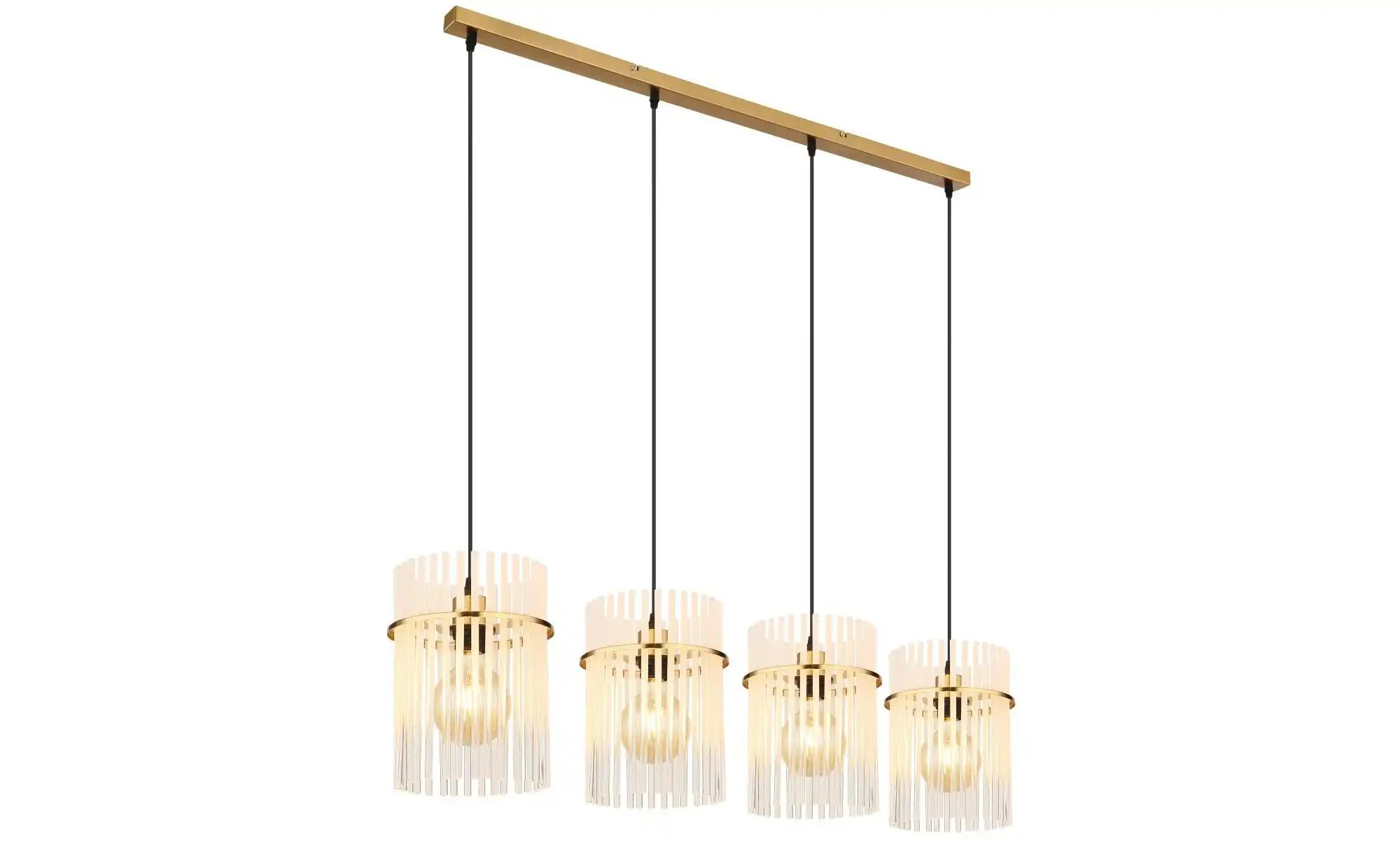 Gelb Hängeleuchte Pendellampe Glasstäbe Esszimmerleuchte Deckenleuchte Wohnzimmerlampe Gold, Klar Opal, Metall, 4X E27 Fassung, H 140 Cm - Bild 4