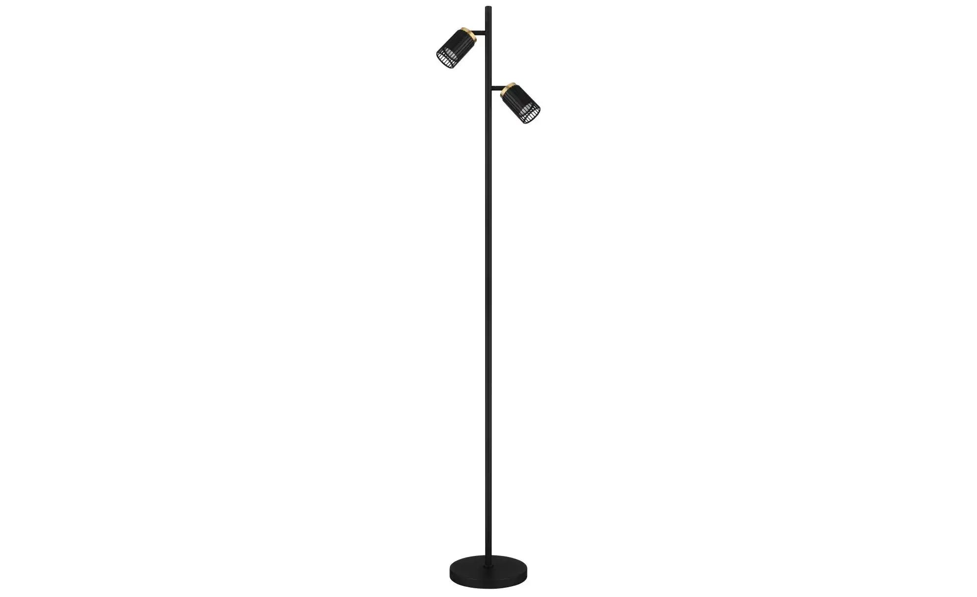Schwarz Standlampe Stehlampe Stehleuchte Schwenkbar 2 Flammig Gold H 153 Cm - Bild 2