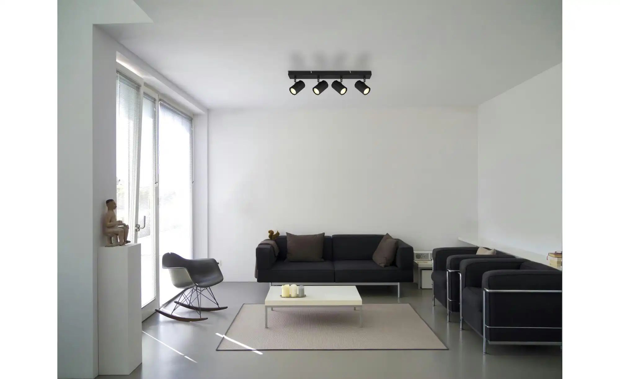 Schwarz Globo Lighting - Deckenstrahler 4 Flammig 4 Flammig Gu10 Deckenlampe Wohnzimmer, Schwenkbar, Aluminium, Metall, 4X Gu10, Lxbxh 53X6x14,5Cm - Bild 3